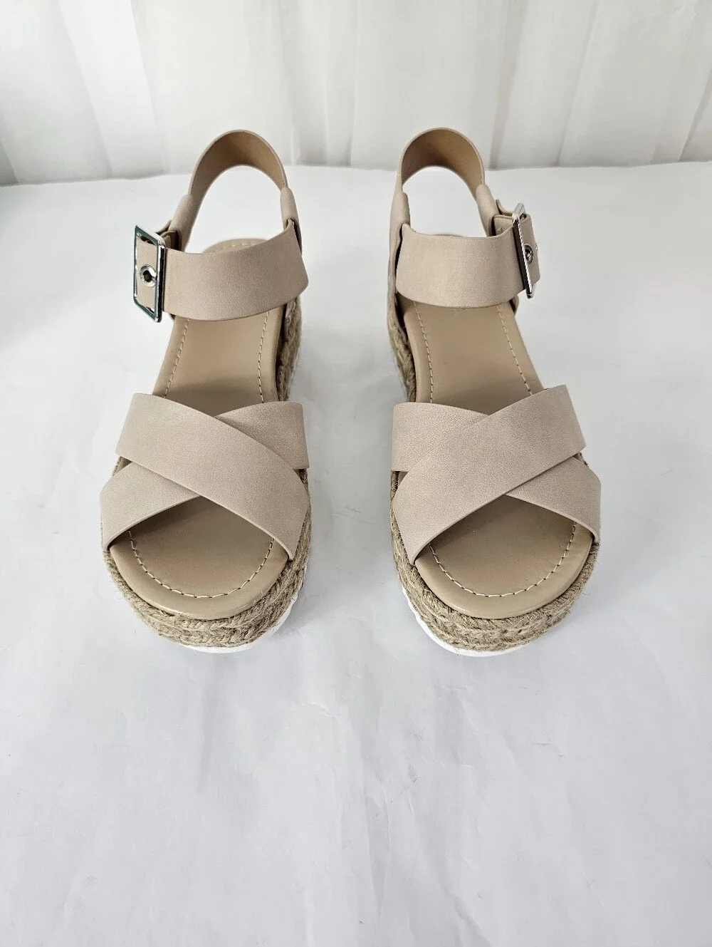 Soda Fortuna-S Espadrille Platform Wedge Sandals Jute Coastal 8.5 NEW